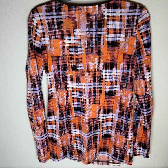 Simply Vera Vera Wang Orange, Purple and Black Patterned Blouse - Picture 3 of 5